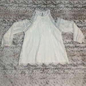 Ivory women Lace Blouse with Crochet Details long sleeve
